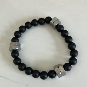 Men’s beaded black and chrome bracelet
